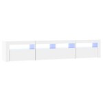 vidaXL Meuble TV avec lumières LED Blanc brillant 210x35x40 cm