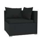 vidaXL Salon de jardin 4 Pièces avec coussins Résine tressée Noir