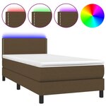 vidaXL Sommier tapissier et matelas et LED Marron foncé 80x200cm Tissu
