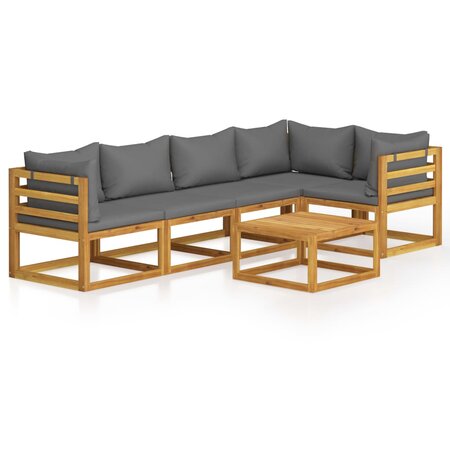vidaXL Salon de jardin 6 Pièces avec coussin Bois d'acacia solide
