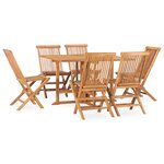 vidaXL Mobilier à dîner d'extérieur pliable 7 Pièces Bois solide de teck
