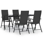 vidaXL Mobilier à dîner de jardin 5 Pièces Noir Résine tressée