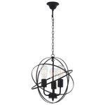 vidaXL Lampe suspendue Noir Sphère 3 ampoules E27