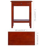 vidaXL Table console Marron classique 60x30x75 cm Bois d'acajou massif
