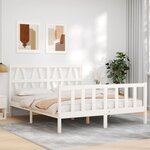 vidaXL Cadre de lit avec tête de lit blanc 160x200 cm bois massif