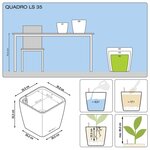 LECHUZA Jardinière Quadro 35 LS ALL-IN-ONE Blanc brillant 16160