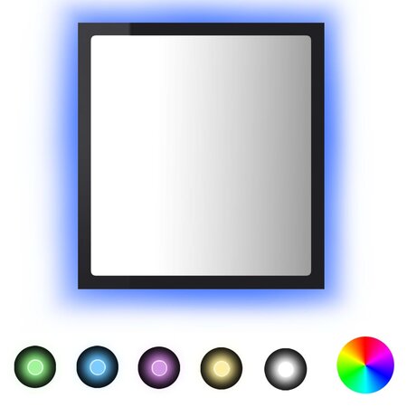 vidaXL Miroir LED de salle de bain Noir brillant 40x8 5x37cm Acrylique