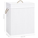 vidaXL Panier à linge avec une seule section bambou blanc 83 L