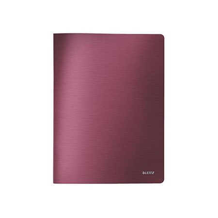 Protège documents style a4 pp 40 pochettes 80 vues rouge grenat effet brossé leitz