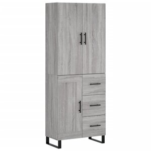 vidaXL Buffet haut Sonoma gris 69 5x34x180 cm Bois d'ingénierie