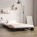 vidaXL Lit de palette noir 90x200 cm bois de pin massif