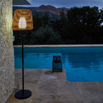 Lampadaire ext filaire tall boheme bois foncé polyrotin h150cm