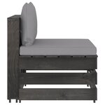 vidaXL Canapé de jardin 4 places avec coussins Bois imprégné de gris