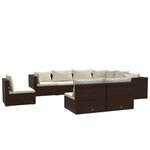 vidaXL Salon de jardin 9 Pièces avec coussins Résine tressée Marron