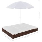 vidaXL Chaise longue d'extérieur avec parasol Résine tressée Marron