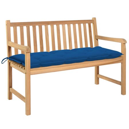vidaXL Banc de jardin avec coussin bleu 120 cm Bois de teck massif