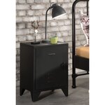 Vipack Table de chevet avec porte Bronxx Métal Noir mat