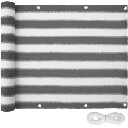 Tectake Canisse pour balcon, version 2 - blanc/gris rayé