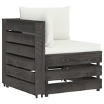 vidaXL Canapé de jardin 4 places avec coussins Bois imprégné de gris