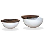 vidaXL Table basse 2 Pièces Bois de récupération massif blanc forme bol
