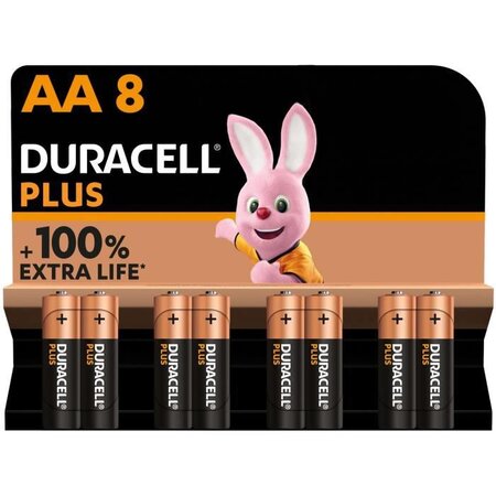 Duracell - nouveau piles alcalines aa plus  1.5 v lr6 mn1500  paquet de 8