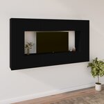 vidaXL Ensemble de meubles TV 8 Pièces Noir Bois d'ingénierie