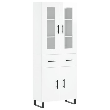 vidaXL Buffet haut Blanc brillant 69 5x34x180 cm Bois d'ingénierie