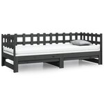 vidaXL Lit coulissant Gris 2x(80x200) cm Bois de pin massif