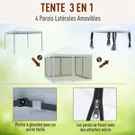 Tonnelle barnum pliant style colonial 2 96L x 2 96l x 2 6H m 4 moustiquaires + sac de transport crème noir