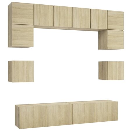vidaXL Ensemble de meuble TV 8 Pièces Chêne sonoma Aggloméré