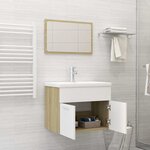 vidaXL Ensemble de meubles de bain Blanc et chêne sonoma Aggloméré