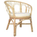 vidaXL Chaise de salle à manger avec coussin Rotin naturel et lin