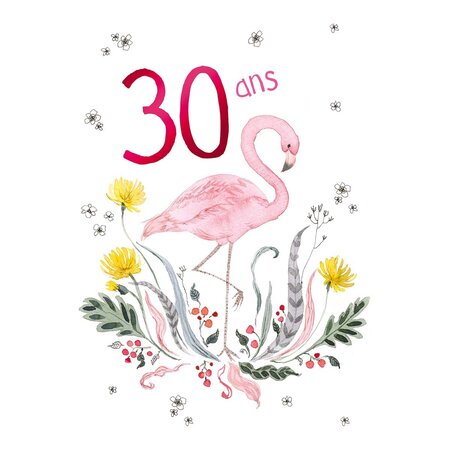 Carte 30 ans flamant rose - draeger paris