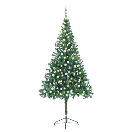 vidaXL Arbre de Noël artificiel pré-éclairé/boules 210 cm 910 branches