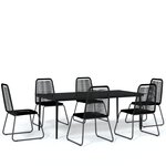 vidaXL Ensemble de salle à manger de jardin 7 Pièces Noir