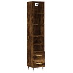 vidaXL Buffet haut Chêne fumé 34 5x34x180 cm Bois d'ingénierie