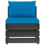vidaXL Salon de jardin 8 Pièces avec coussins Bois imprégné de gris