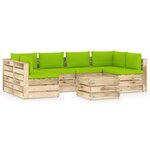 vidaXL Salon de jardin 7 Pièces avec coussins Bois imprégné de vert