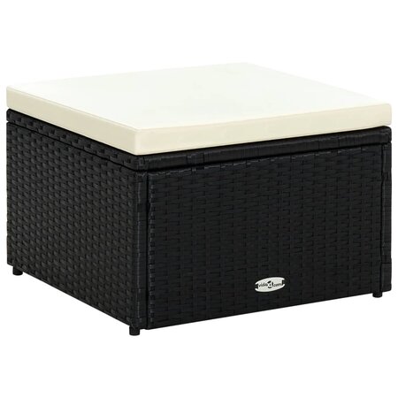 vidaXL Tabouret / repose-pied Résine tressée 53 x 53 x 30 cm Noir