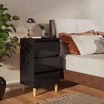 vidaXL Table de chevet avec pieds en bois Noir brillant 40x35x69 cm