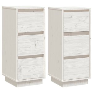 vidaXL Buffets 2 Pièces Blanc 32x34x75 cm Bois massif de pin