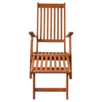 vidaXL Chaise de terrasse avec repose-pied et coussin Acacia solide