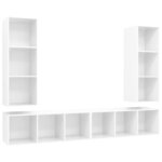 vidaXL Meubles TV muraux 4 Pièces Blanc brillant Aggloméré