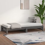 vidaXL Lit coulissant Gris 2x(80x200) cm Bois de pin massif