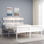 vidaXL Cadre de lit avec tête de lit blanc 160x200 cm bois massif