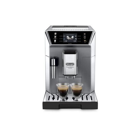 DELONGHI 0132217051 Expresso Broyeur PrimaDonna Class - Réservoir 2L - 2 tasses simultanés - Réservoir à grain 400 gr - Metal&Noir