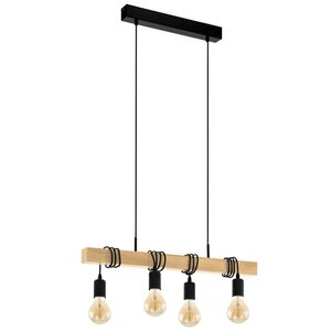 Eglo lampe suspendue townshend 4 lampes bois noir et beige