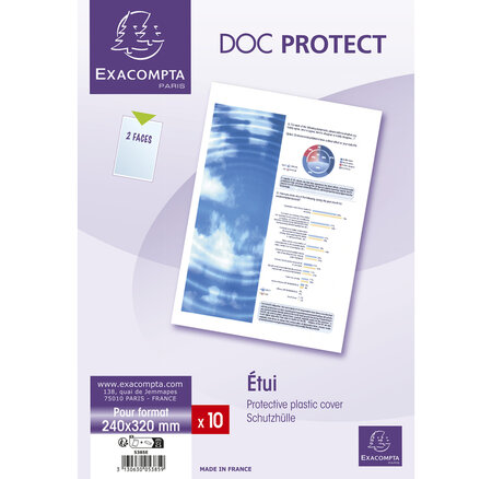 Sachet De 10 Étuis De Protection Simples Pvc Lisse 20/100e - A4 Maxi - X 5 - Exacompta