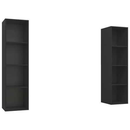 vidaXL Meubles TV muraux 2 Pièces Noir Aggloméré