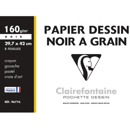 Papier dessin à grain clairefontaine noir a3 29 7x42 cm 160g